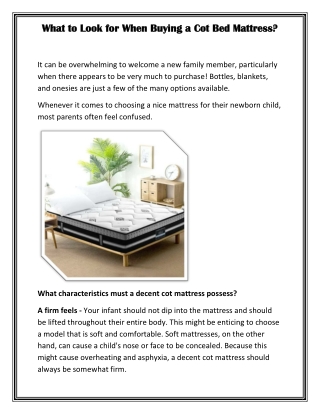What to Look for When Buying a Cot Bed Mattress.docx