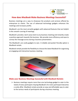 How does MacBook Make Business Meetings Successful?