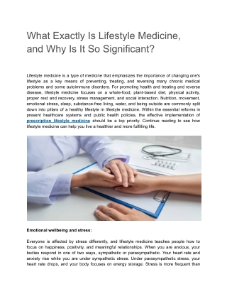 What Exactly Is Lifestyle Medicine, and Why Is It So Significant?