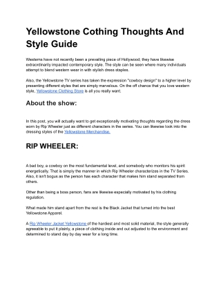 Yellowstone Cothing Thoughts And Style Guide