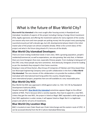 _What is the future of Blue World City