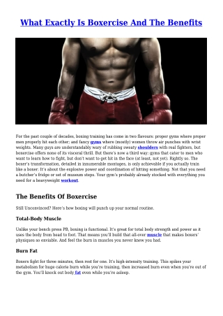 What Exactly Is Boxercise And The Benefits