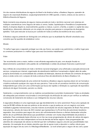 BRADESCO SEGUROS UM NOVO CONCEITO EM SEGURO AUTOMOTIVO.