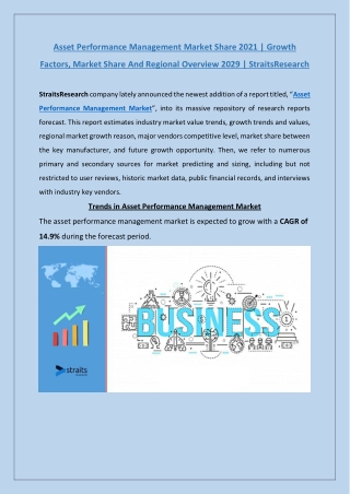 Asset Performance Management Market Growth 2021 | StraitsResearch