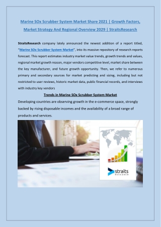 Marine SOx Scrubber System Market: Outlook 2021 | StraitsResearch