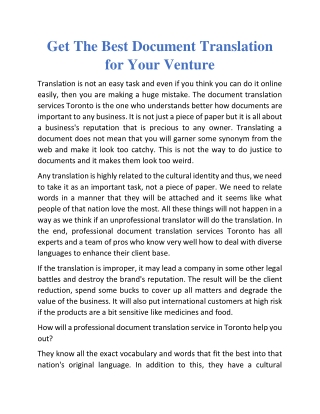 Get the best document translation for your venture