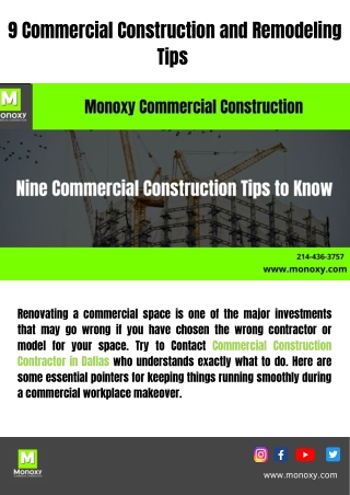 9 Commercial Construction and Remodeling Tips