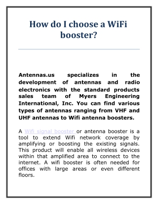 How do I choose a WiFi booster