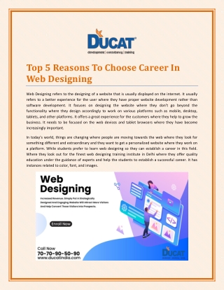 Top 5 Reasons To Choose Career In Web Designing