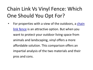 Chain Link Vs Vinyl Fence - Which One Should You Opt For