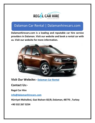 Dalaman Car Rental | Dalamanhirecars.com