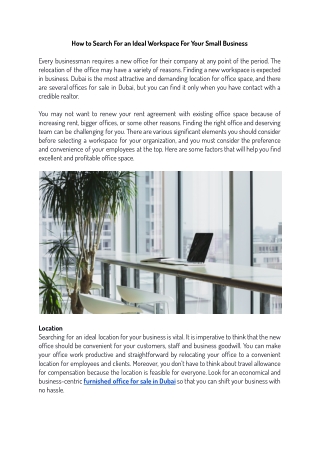 How to Search For an Ideal Workspace For Your Small Business