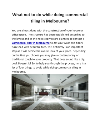 What not to do while doing Commercial Tiling in Melbourne?