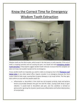 Know the Correct Time for Emergency Wisdom Tooth Extraction