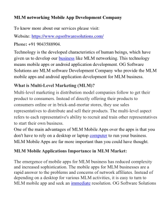 MLM networking Mobile App Development Company