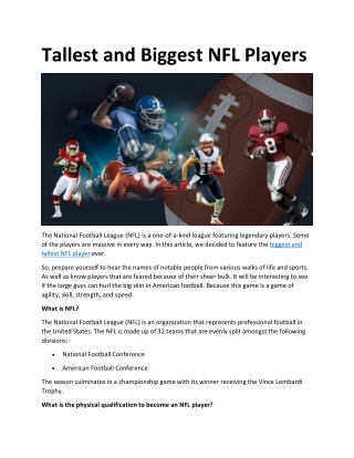 Tallest and Biggest NFL Players