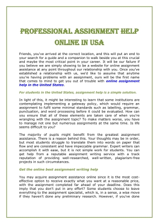 Professional Assignment Help Online In USA