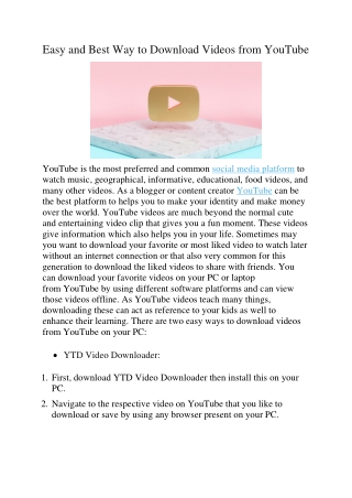 Easy and Best Way to Download Videos from YouTube