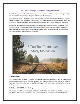 Elo Cole - 5 Top Tips To Increase Study Motivation