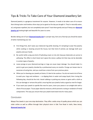 Tips & Tricks To Take Care of Your Diamond Jewellery Set-383