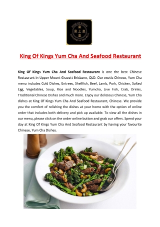 5% Off- King Of Kings Restaurant - Upper Mount Gravatt, Brisbane QLD