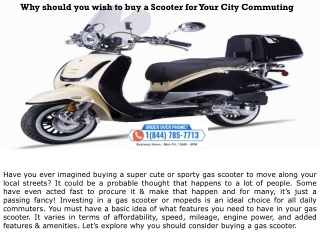 Why should you wish to buy a Scooter for Your City Commuting