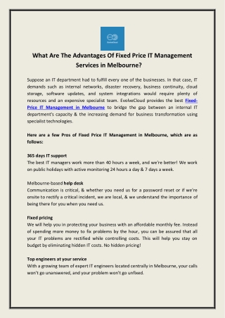 Fixed-Price IT Management in Melbourne