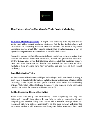 How Universities Can Use Video In Their Content Marketing