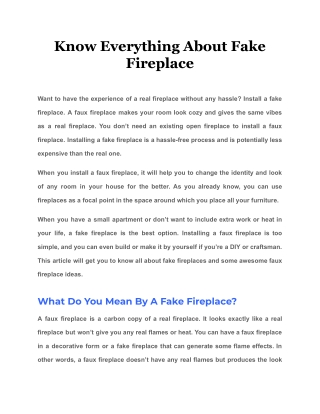 Know Everything About Fake Fireplace