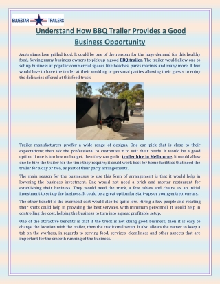 Understand How BBQ Trailer Provides a Good Business Opportunity