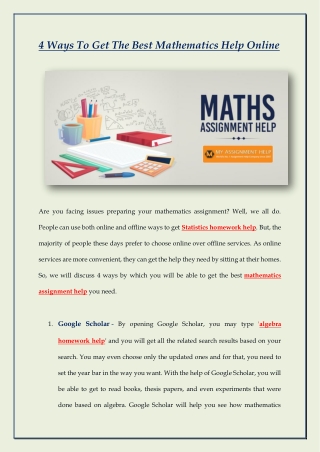4 Ways To Get The Best Mathematics Help Online