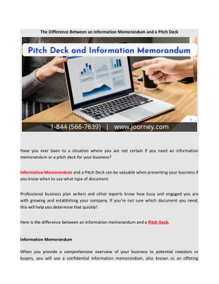 The Difference Between an Information Memorandum and a Pitch Deck