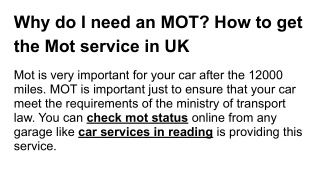 Why do I need an MOT_ How to get the Mot service in UK