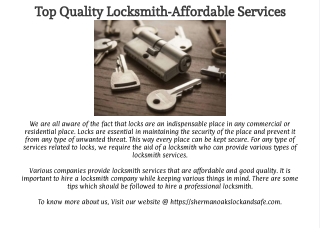 Top Quality Locksmith-Affordable Services