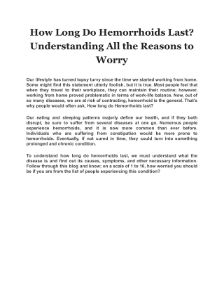 How Long Do Hemorrhoids Last? Understanding All the Reasons to Worry