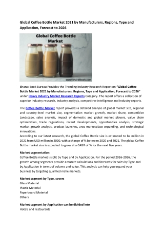 Global Coffee Bottle Market Research Report 2021-2026