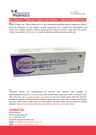 Buy Generic Tretinoin Topical Gel Online