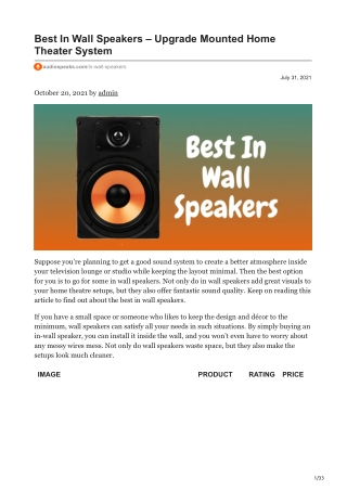 audiospeaks.com-Best In Wall Speakers  Upgrade Mounted Home Theater System