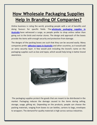 How Wholesale Packaging Supplies Help In Branding Of Companies?