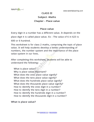 Place Value Worksheets - Place Value Maths for 2nd Grade