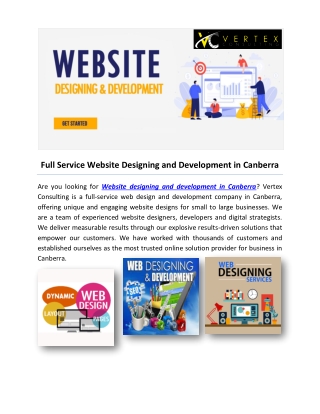 Full Service Website Designing and Development in Canberra