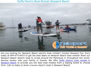 Duffy Electric Boat Rentals Newport Beach