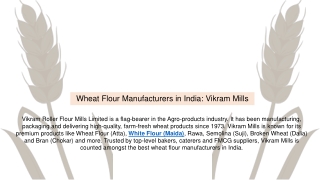Wheat Flour Manufacturers in India Vikram Mills