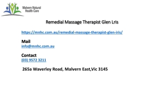Remedial Massage Therapist Glen Iris | MNHC