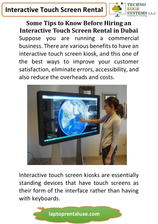 Tips to Know Before Hiring an Interactive Touch Screen Rental Dubai