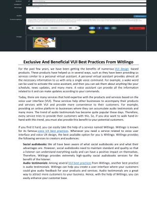 Exclusive And Beneficial VUI Best Practices From Witlingo