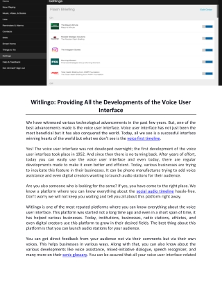 Witlingo-Providing All the Developments of the Voice User Interface