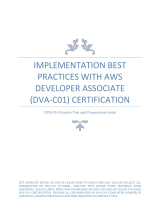 Implementation Best Practices with AWS Developer Associate (DVA-C01) Certificate