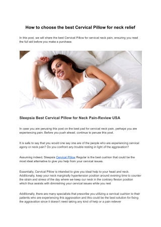 How to choose the best Cervical Pillow for neck relief