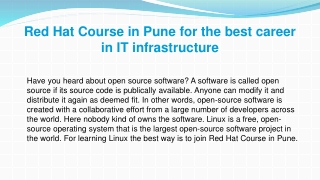 #1 Red Hat Course in Pune for the Best Career in IT Infrastructure